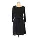 Old Navy Casual Dress Scoop Neck 3/4 sleeves: Black Print Dresses - Women's Size Medium