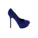 Sergio Rossi Heels: Pumps Platform Cocktail Party Blue Print Shoes - Women's Size 38 - Round Toe