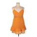 Fashion Nova Casual Dress - Mini V Neck Sleeveless: Orange Print Dresses - Women's Size 1X