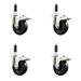 Service Caster Soft Rubber Swivel Expanding Stem Caster Set 4 Lock Brake | 4 H x 4 W x 8 D in | Wayfair SCC-SS316TTLEX20S414-SRS-78-4