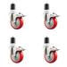 Service Caster Poly Swivel Expanding Stem Caster Set Lock Brake, Stainless Steel | 4 H x 4 W x 8 D in | Wayfair SCC-SS316TTLEX20S414-PPUB-RED-134-4