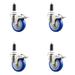 Service Caster Poly Swivel Expanding Stem Caster Set Lock Brake, Stainless Steel | 4 H x 4 W x 8 D in | Wayfair SCC-SS316TTLEX20S414-PPUB-MRN-118-4