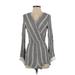 Gianni Bini Romper V Neck Long sleeves: Black Stripes Rompers - Women's Size Small