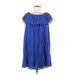 Mittoshop Casual Dress - A-Line Scoop Neck Short sleeves: Blue Print Dresses - New - Women's Size Medium