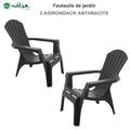 Sessel Adirondack Polypropylenharz Wilsa Garden Anthrazit - 2 Sessel Adirondack