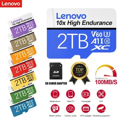 Lenovo 2TB SD-Karte 1TB Micro-SD-Karte 512GB 256GB 128GB wasserdichte Hochgeschwindigkeits-Speicher
