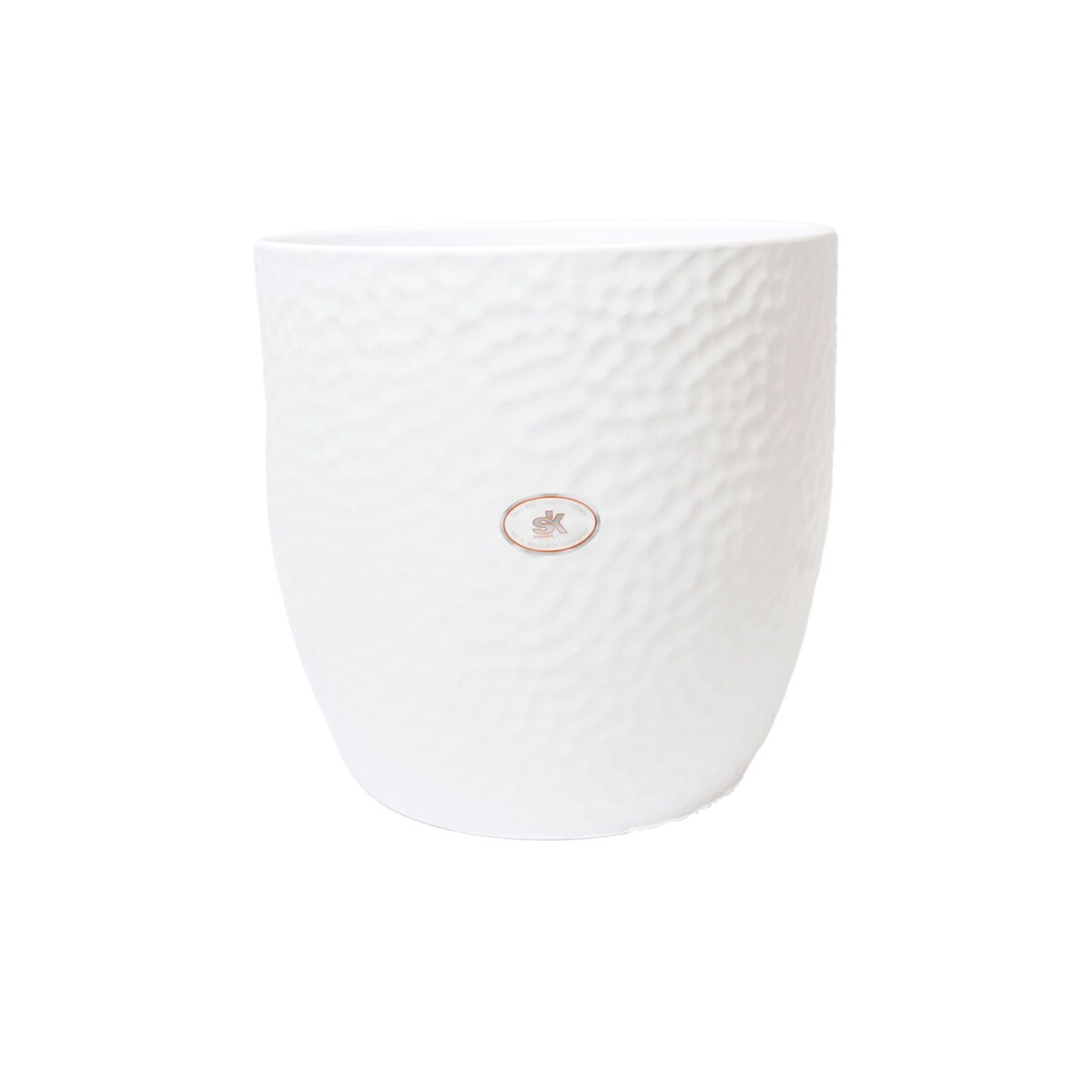 Übertopf Blumentopf -Boston- matt Hammerschlag Relief Optik weiß H 15 x Ø 16 cm Image