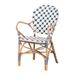 Bryson Modern French Blue And White Weaving And Natural Rattan Bistro Chair by Bali & Pari in Blue White Brown