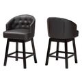 Theron Mid-Century Transitional 2-Piece Swivel Counter Stool Set by Baxton Studio in Dark Brown Espresso Brown