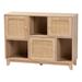 Elsbeth Mid-Century Modern Light Brown Finished Wood And Natural Rattan 3-Door Sideboard by Baxton Studio in Light Brown Natural Brown