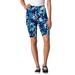 Plus Size Women's Stretch Cotton Bike Short by Woman Within in Black Watercolor Flowers (Size 5X)