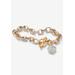 Women's Diamond Accent Heart Charm Bracelet In Gold-Plated Sterling Silver by PalmBeach Jewelry in Silver