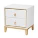 Donald Modern Glam And Luxe 2-Drawer End Table by Baxton Studio in White Gold