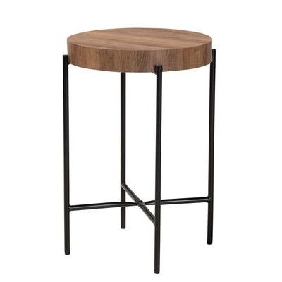 Savion Modern Industrial Walnut Brown Finished Wood And Black Metal End Table by Baxton Studio in Walnut Brown Black