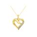 Women's Yello Gold Over Silver 1/10 Cttw Diamond Heart 18" Pendant Necklace by Haus of Brilliance in Yellow Gold