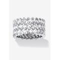 Women's 9.66 Tcw Cubic Zirconia Baguette Chevron Ring In Platinum-Plated Sterling Silver by PalmBeach Jewelry in Silver (Size 10)