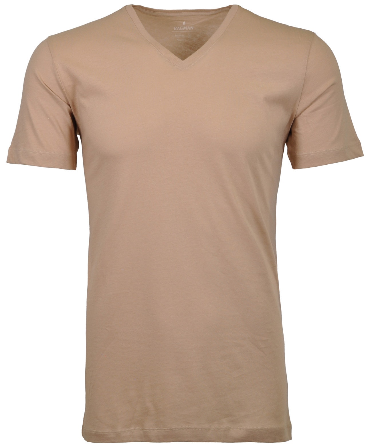 T-Shirt RAGMAN "Set:", Herren, Gr. M, beige (light skin, 086), Baumwolle, regular fit, V-Ausschnitt, Shirts Image
