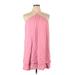 Cocktail Dress - Shift Halter Long sleeves: Pink Print Dresses - Women's Size X-Large