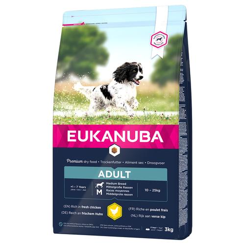 Sparpaket: 2x3kg Eukanuba Adult Medium Breed Huhn Hundefutter trocken