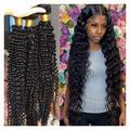 Human Hair Bundles Deep Wave 28 30 32 40 Inch Remy Brazilian Hair Weave Human Hair Bundles Natural Color Water Curly 100% Human Hair Extension Double Weaving hair bundle/Hair Extensions (Size : 12 14