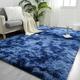 FlyDOIT Large Area Rugs for Living Room, 5x8 Feet Tie-Dyed Navy Blue Shaggy Rug Fluffy Throw Carpets, Ultra Soft Plush Modern Indoor Fuzzy Rugs for Bedroom Girls Kids Nursery Room Dorm Home Decor