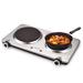 LoochMee 1800 Watt Electric Double Hot Plate Stainless Steel in Gray | Wayfair ST127