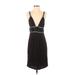 Catherine Malandrino Casual Dress - Party V-Neck Sleeveless: Black Print Dresses - Women's Size 6