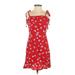 Audrey 3+1 Casual Dress - Mini Square Sleeveless: Red Floral Dresses - Women's Size Small