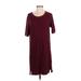 Splendid Casual Dress - Mini Scoop Neck Short sleeves: Burgundy Print Dresses - Women's Size Small