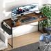 Inbox Zero Modern Office Metal Frame Computer Desk Wood/Metal in Brown | 29.5 H x 55 W x 23.5 D in | Wayfair 289002EFCE19493DA4EB79BBCCE901CD