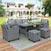 Red Barrel Studio® 7 - Person Outdoor Seating Group w/ Cushions Synthetic Wicker/All - Weather Wicker/Wicker/Rattan in Gray | Wayfair