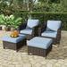 Red Barrel Studio® Bartell Patio Chair w/ Cushions Wicker/Rattan in Gray/Blue | 17 H x 22 W x 23 D in | Wayfair 05D98A956AB64E37A2E6458112524D7F