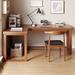 Corrigan Studio® Hayato 2 Piece Solid Wood L-Shaped Desk & Chair Set Office Set w/ Chair Wood in Brown | Wayfair 815E52E47D87422D931334F6440CA6F5