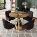 Everly Quinn Raymeir Round 39.37" Dining Set Metal in Yellow | 28.74 H x 39.37 W x 39.37 D in | Wayfair F6FA11C0AA3E4D4998008E9C7D491CA9