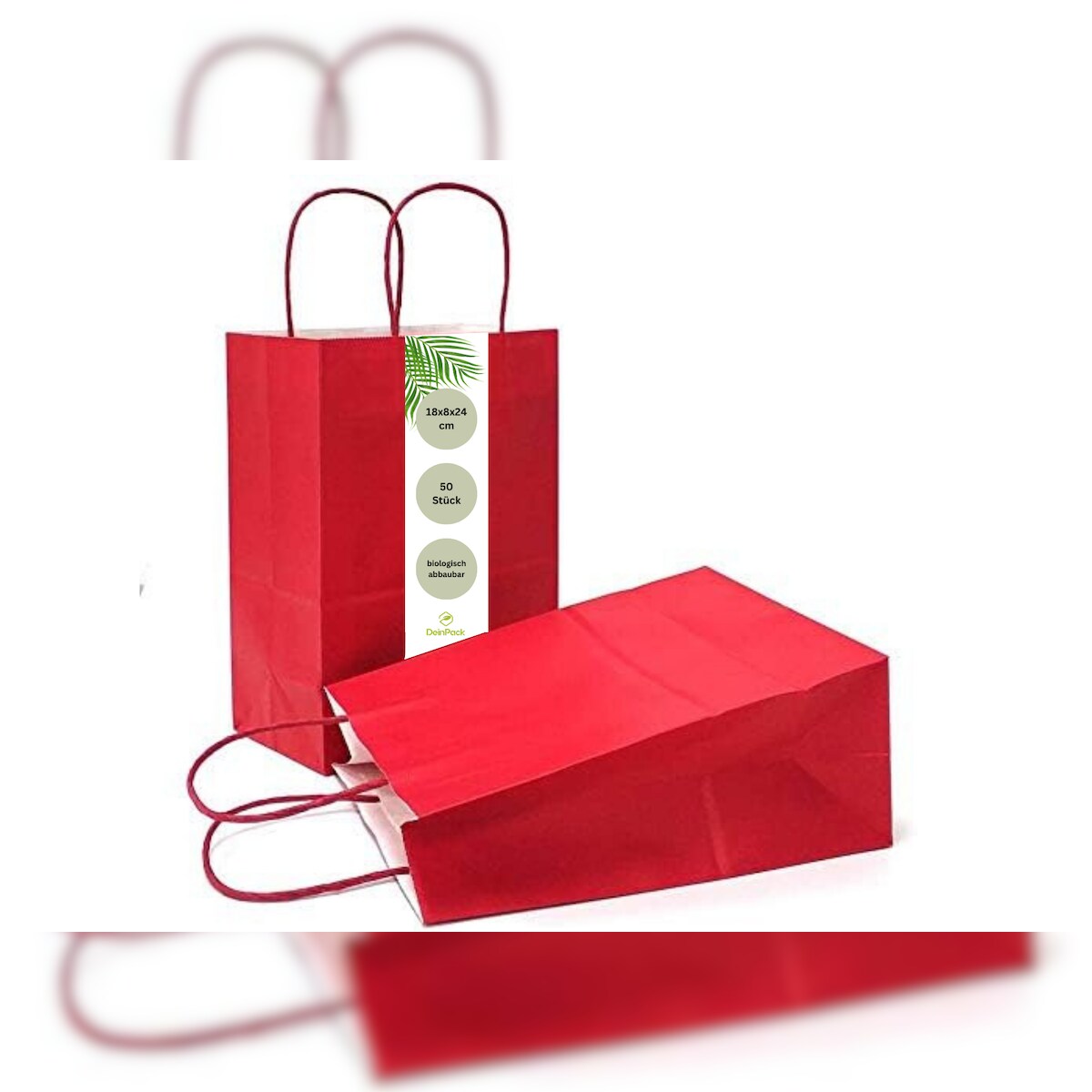 DeinPack Papiertüten aus Kraftpapier - 25 x rote Papier Tüten 18 x 8 x 24 cm Image