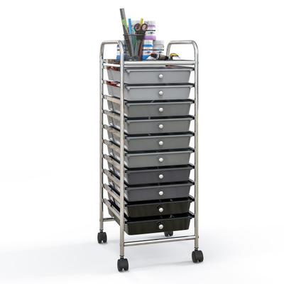 Costway 10 Drawer Rolling Storage Cart Organizer with 4 Universal Casters-Gradient Gray