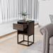 Sofa Side Table w/ Drawer and Open Shelf Storage Nightstand