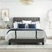 Gray Linen Fabric Upholstered Bed, Queen Platform Bed Frame with Classic Headboard, Box Spring Needed for Teens Aaldult Bedroom