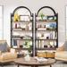 5 Shelf Etagere Arched Bookcase, 72"Tall Metal Bookshelf with Wood shelving, Gold / Black