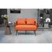 Orange Linen Woven Back Accent Loveseat Sofa Recliners Lounge Chair Couch, Tufted Upholstered Loveseat with 2 Soft Pillows