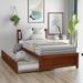 Wood Bed Frame, Twin Platform Bed with Trundle Solid Pine Legs