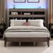 Bookshelf Platform Bed with three-tier Bookshelf & LED Lights, Queen