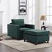 Modern Accent Chair Arm Chair Linen Single Sofa Chair with Ottoman, Reading Lounge Chair Sleepers Couch for Living Room