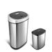 CB-DZT-50-9/8-1 Automatic Touchless Infrared Motion Sensor Trash Can Combo Set, 13 Gal 50L & 2 Gal 8L, Stainless Steel Base