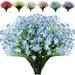 Morttic 8 Bundles Artificial Flowers Fake Daffodils Flowers UV Resistant No Fade Faux Greenery Faux Plastic Lotus for Wedding Garden Hanging Planter Indoor Porch Patio Office Home Decoration(Blue)