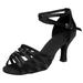 ZTTD Sandals for Womens Lace Up Latin Dance High Heels Shoes Rhinestone Heeled Ballroom Salsa Tango Party Sequin Dance Shoes Black