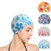 UDIYO Women Swim Cap Silicone Long Hair High Elasticity Floral Print Ear Protection Swim Cap Waterproof Hair Swimming Cap Comfortable Bathing Cap for Women Girls