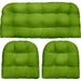 indoor outdoor 3 piece tufted wicker settee cushions 1 loveseat & 2 u-shape weather resistant - choose color ( green 2- 21 x21 1- 44 x22 ) 3 piece set