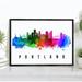 Pera Print Portland Skyline Oregon Poster Portland Cityscape Painting Unframed Poster Portland Oregon Poster Oregon Home Office Wall Decor - 16x24 Inches