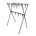 Arealer Lightweight Folding Camping Cookware Hanging Rack Shelf Portable Aluminum Alloy BBQ Tool Clothes Storage Hanger Stand Rack with Hooks
